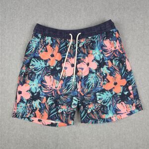 Goodfellow & Co Mens Medium Swim Shorts Blue Pink Floral Pattern